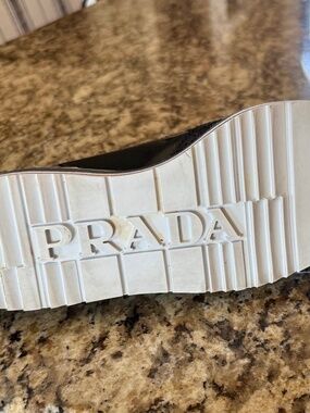 Authentic Prada Women's Black Brogue Platform Leather Shoes